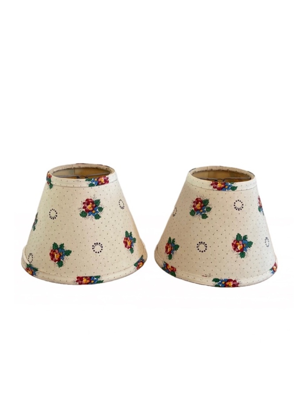 Cream Floral Pair of Lantern Shades